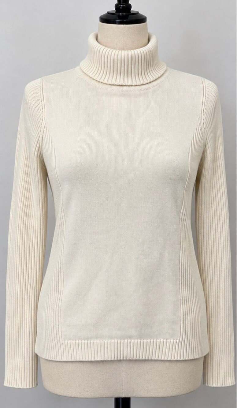 Worthington Women’s XL 16/18 Ivory Turtleneck Sweater Ribbed Cotton Acrylic